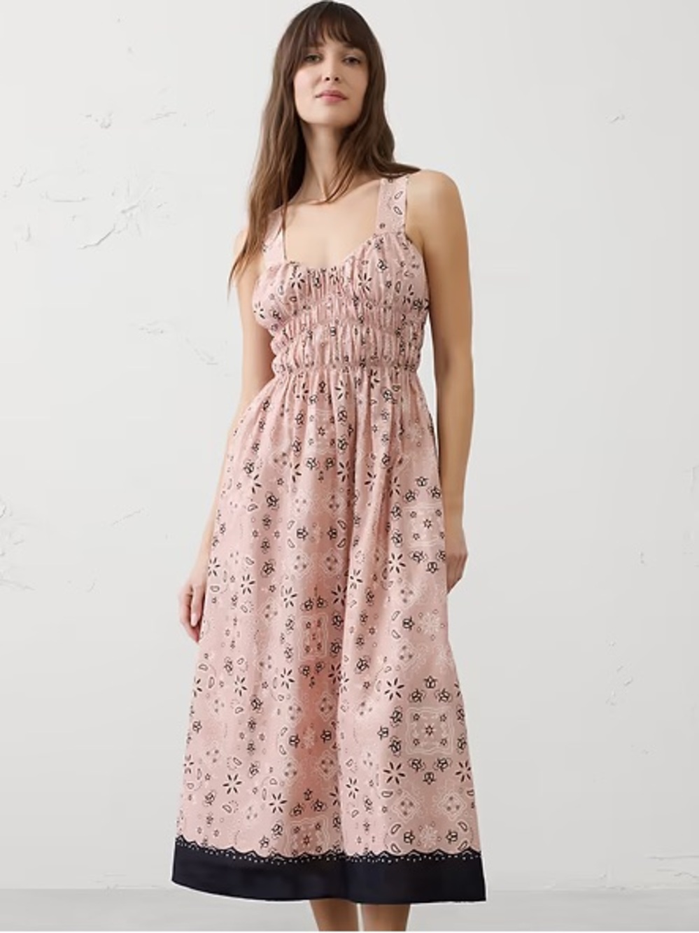 Banana Republic Factory Pink Bandana Print Midi Dress